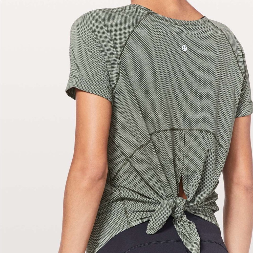 Lululemon Tie Back Short Sleeve Shirt (4) | green - Picture 2 of 6